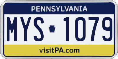 PA license plate MYS1079