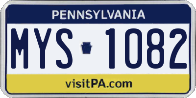 PA license plate MYS1082