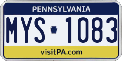 PA license plate MYS1083