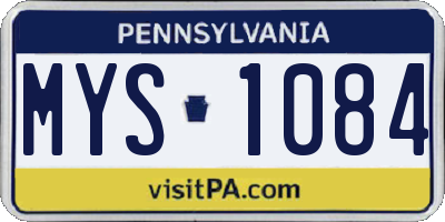 PA license plate MYS1084