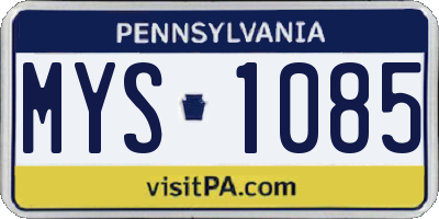 PA license plate MYS1085