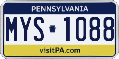 PA license plate MYS1088