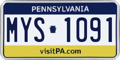 PA license plate MYS1091