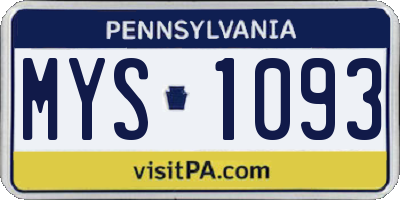 PA license plate MYS1093