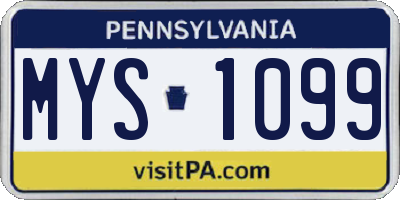 PA license plate MYS1099