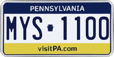 PA license plate MYS1100