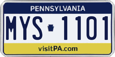 PA license plate MYS1101