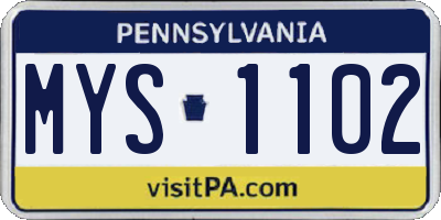 PA license plate MYS1102
