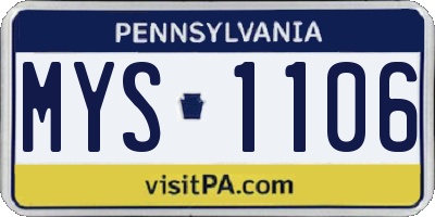 PA license plate MYS1106
