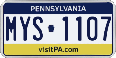 PA license plate MYS1107