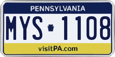 PA license plate MYS1108