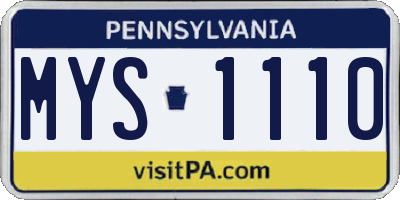 PA license plate MYS1110