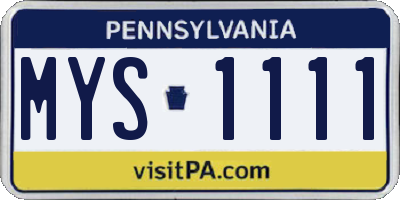 PA license plate MYS1111