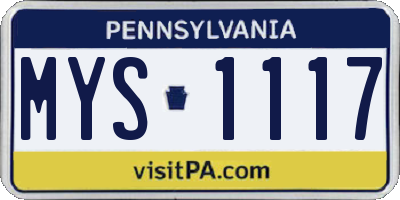 PA license plate MYS1117