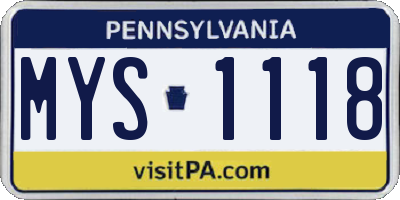 PA license plate MYS1118
