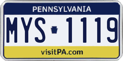 PA license plate MYS1119