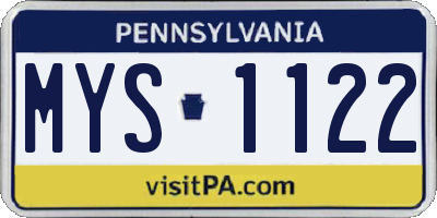 PA license plate MYS1122