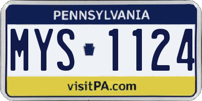 PA license plate MYS1124