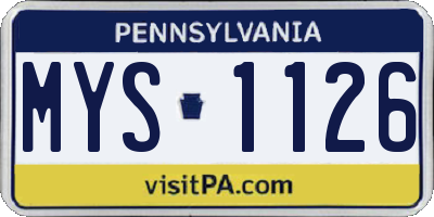 PA license plate MYS1126