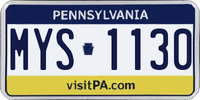 PA license plate MYS1130
