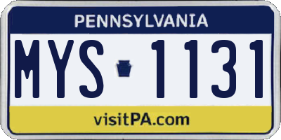 PA license plate MYS1131