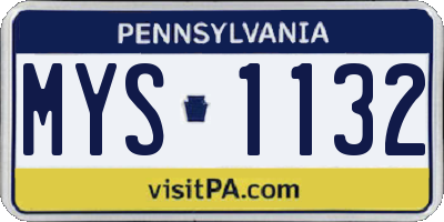 PA license plate MYS1132