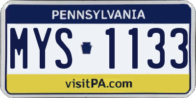 PA license plate MYS1133