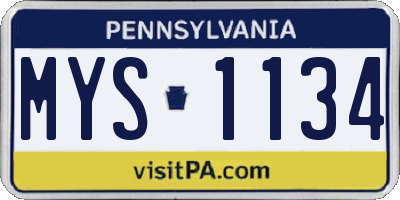 PA license plate MYS1134