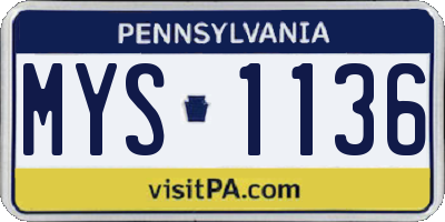PA license plate MYS1136