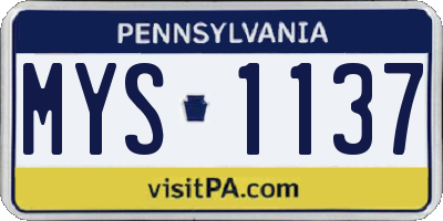 PA license plate MYS1137