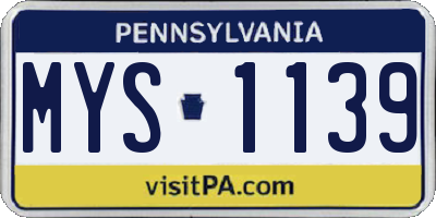 PA license plate MYS1139