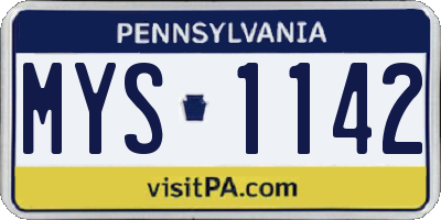 PA license plate MYS1142