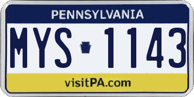 PA license plate MYS1143