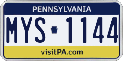 PA license plate MYS1144