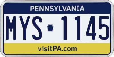 PA license plate MYS1145