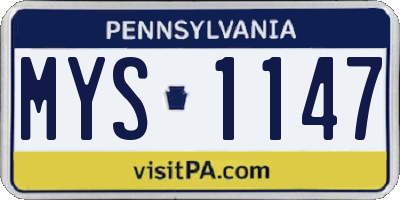 PA license plate MYS1147