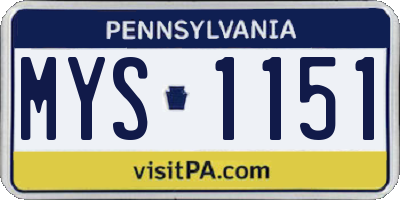 PA license plate MYS1151