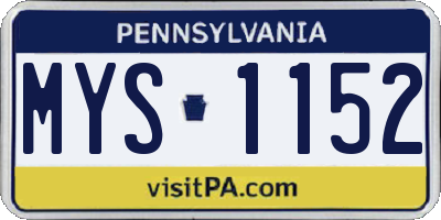 PA license plate MYS1152