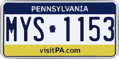 PA license plate MYS1153