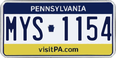 PA license plate MYS1154