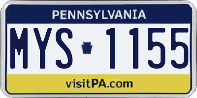 PA license plate MYS1155
