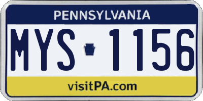 PA license plate MYS1156