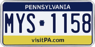 PA license plate MYS1158