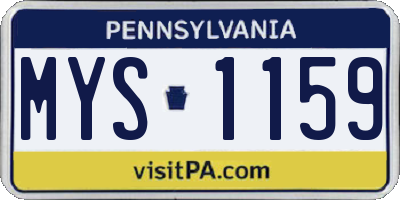 PA license plate MYS1159