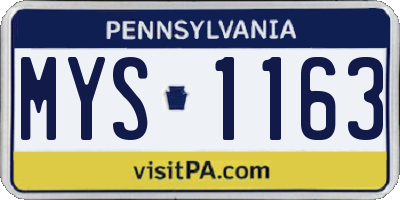 PA license plate MYS1163