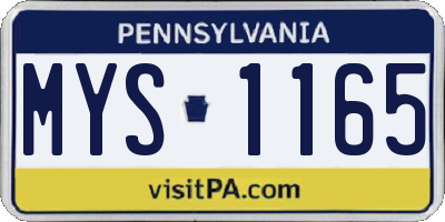 PA license plate MYS1165