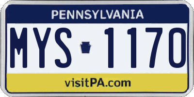 PA license plate MYS1170