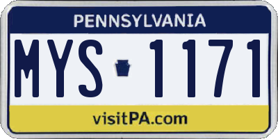 PA license plate MYS1171