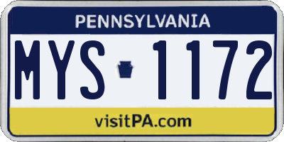 PA license plate MYS1172