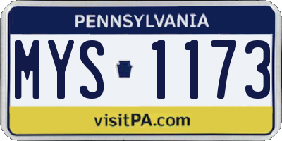 PA license plate MYS1173